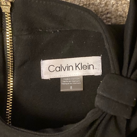 Calvin Klein Black Midi Pencil Dress Sleeveless With Bow Size 8 - Picture 12 of 12